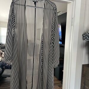 Torrid Size 4 Black and White Striped Sheer Top